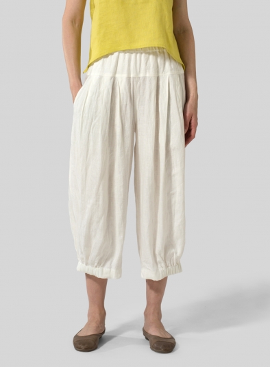 Linen Crumple Effect Harem Pants (Long)