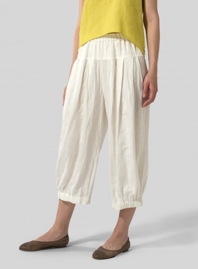 Linen Crumple Effect Harem Pants (Long)