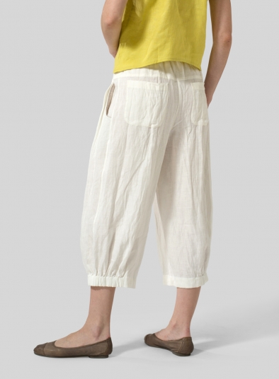 Linen Crumple Effect Harem Pants (Long)