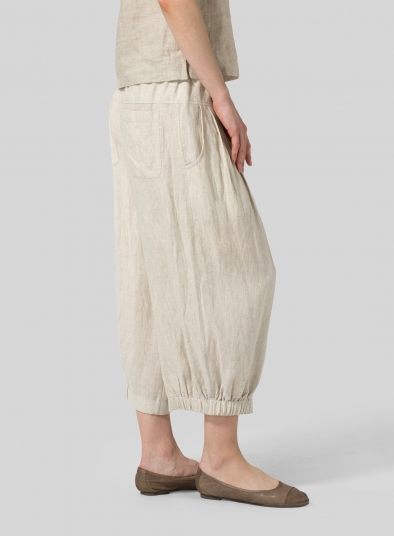 Linen Crumple Effect Harem Pants (Long)