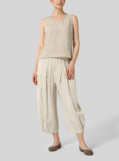 Linen Crumple Effect Harem Pants (Long)