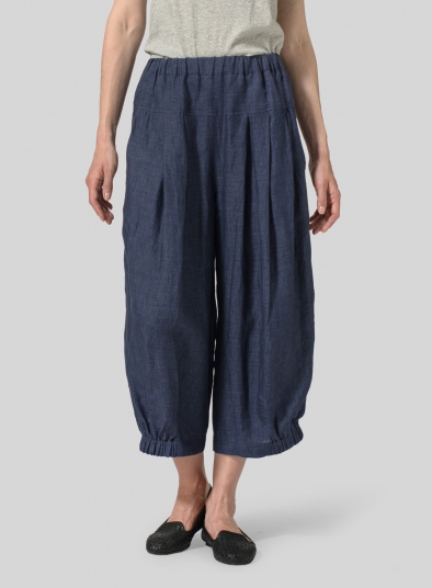 Linen Crumple Effect Harem Pants (Long)