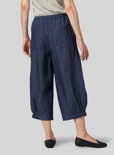 Linen Crumple Effect Harem Pants (Long)