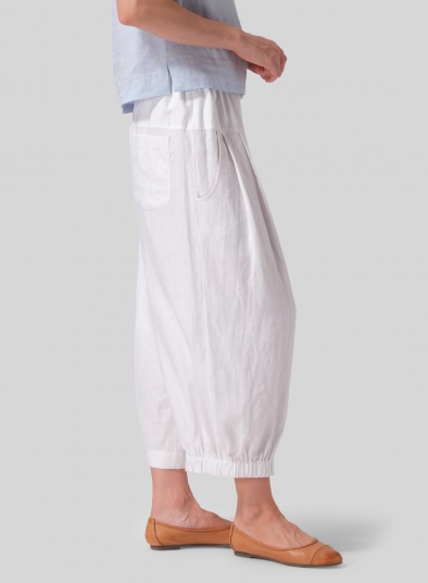 Linen Crumple Effect Harem Pants (Long)