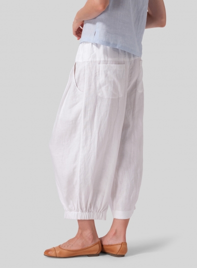 Linen Crumple Effect Harem Pants (Long)