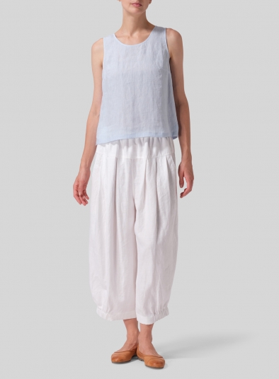 Linen Crumple Effect Harem Pants (Long)