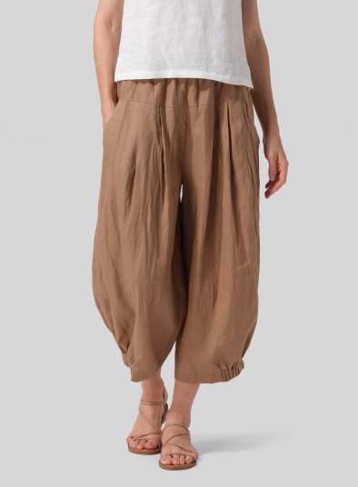 Linen Crumple Effect Harem Pants (Long)