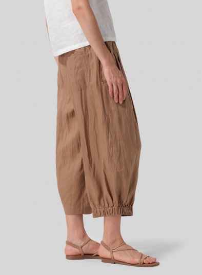 Linen Crumple Effect Harem Pants (Long)