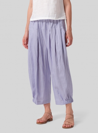 Linen Crumple Effect Harem Pants (Long)