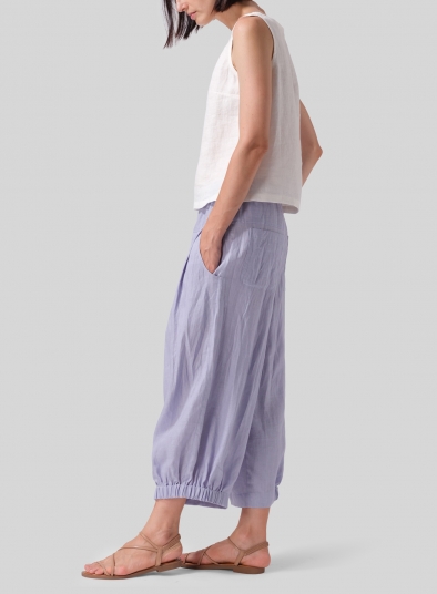 Linen Crumple Effect Harem Pants (Long)