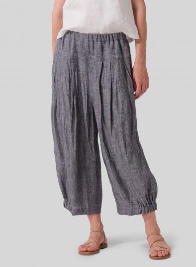 Linen Crumple Effect Harem Pants (Long)