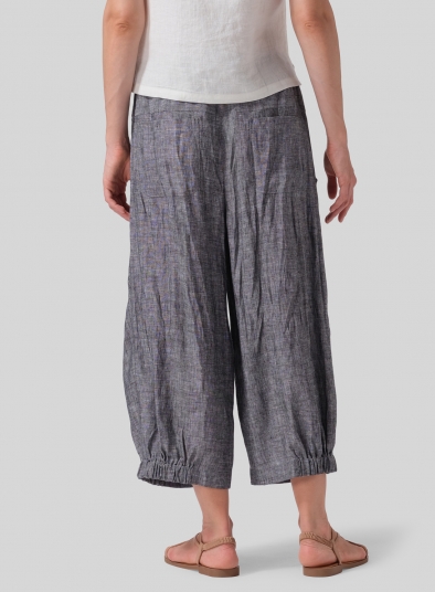 Linen Crumple Effect Harem Pants (Long)