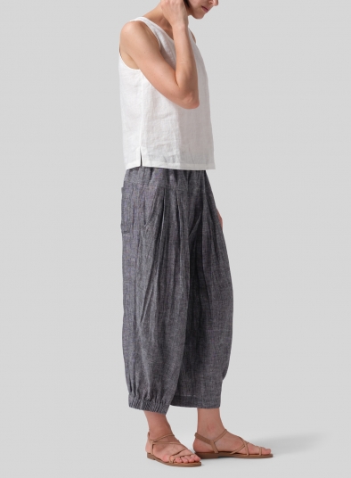 Linen Crumple Effect Harem Pants (Long)