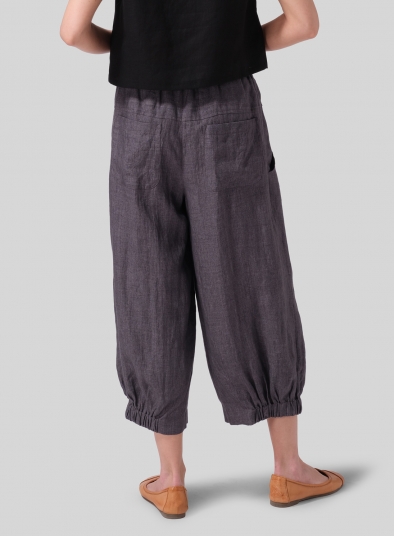 Linen Crumple Effect Harem Pants (Long)