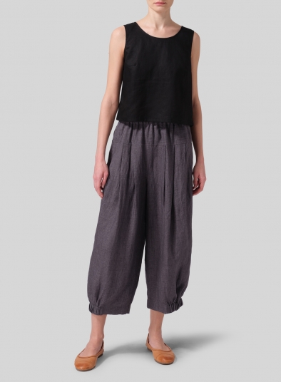 Linen Crumple Effect Harem Pants (Long)