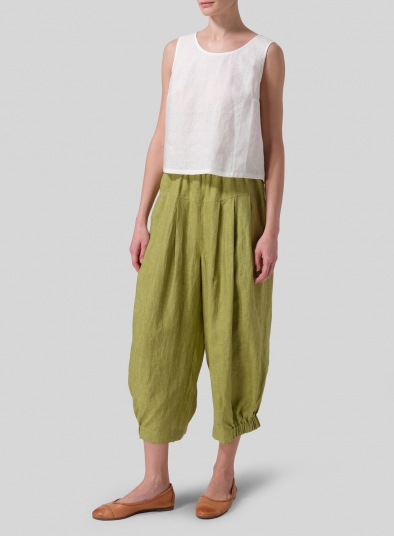 Linen Crumple Effect Harem Pants (Long)