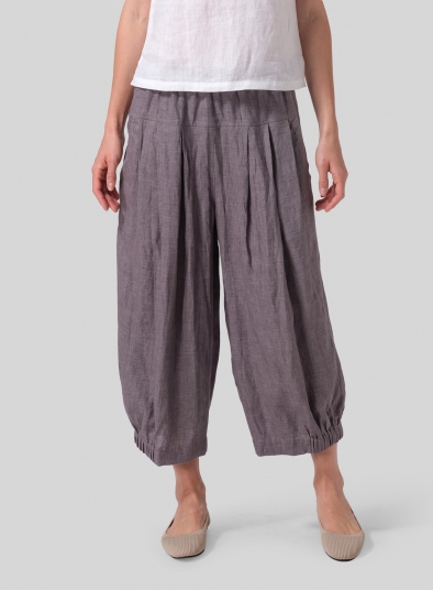 Linen Crumple Effect Harem Pants (Long)