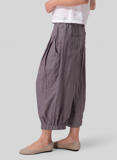 Linen Crumple Effect Harem Pants (Long)