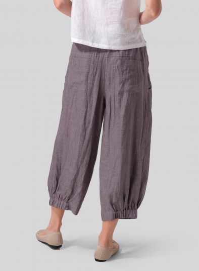 Linen Crumple Effect Harem Pants (Long)