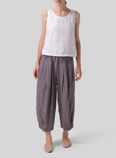 Linen Crumple Effect Harem Pants (Long)