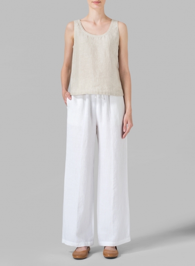 Linen Straight Pull-On Pants