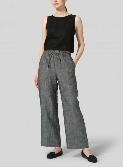 Linen Straight Pull-On Pants