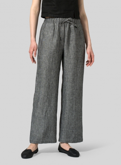 Linen Straight Pull-On Pants