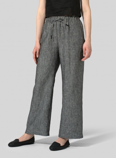Linen Straight Pull-On Pants