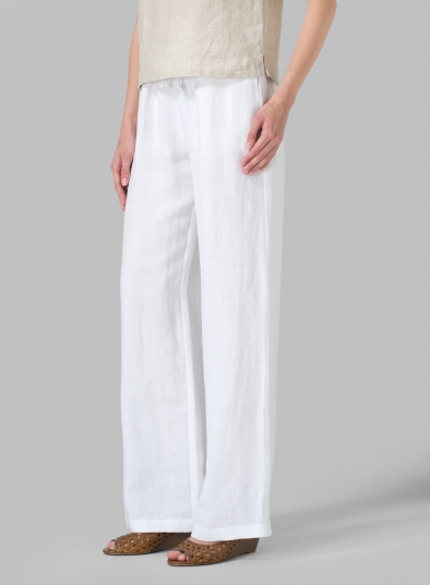 Linen Long Straight Pull-On Pants