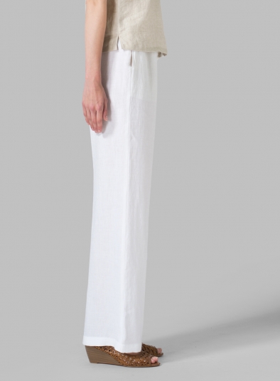 Linen Long Straight Pull-On Pants