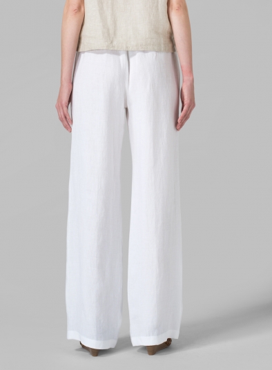 Linen Long Straight Pull-On Pants