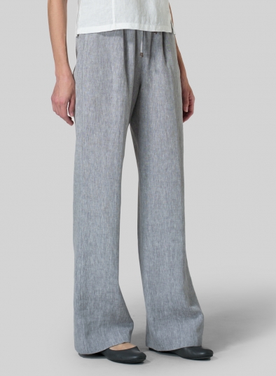 Linen Long Straight Pull-On Pants