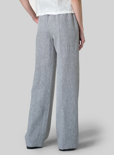 Linen Long Straight Pull-On Pants