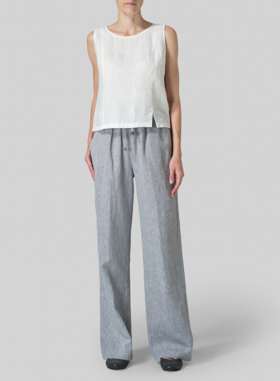 Linen Long Straight Pull-On Pants