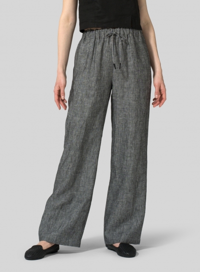 Linen Long Straight Pull-On Pants