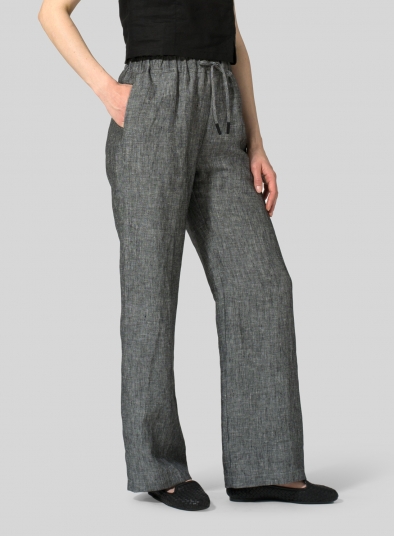 Linen Long Straight Pull-On Pants