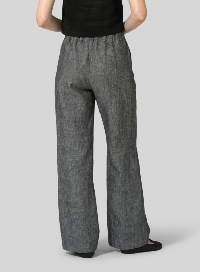 Linen Long Straight Pull-On Pants