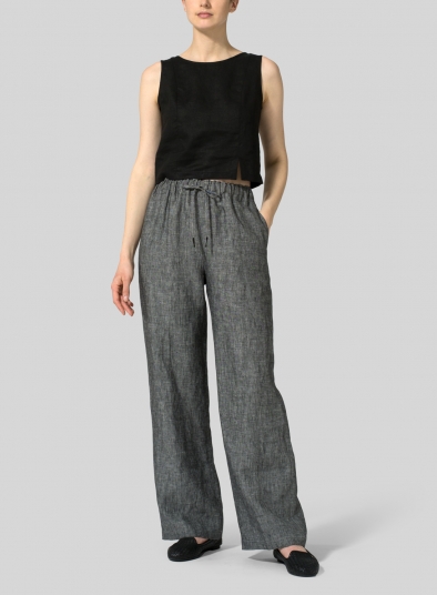 Linen Long Straight Pull-On Pants