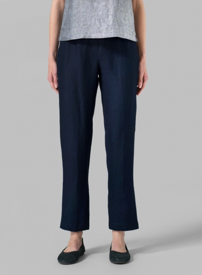Linen Narrow Ankle Length Cropped Pants