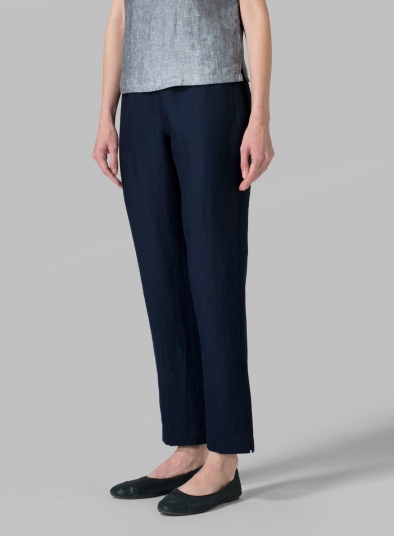 Linen Narrow Ankle Length Cropped Pants