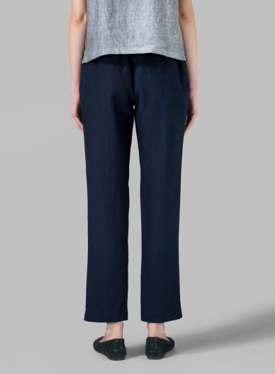 Linen Narrow Ankle Length Cropped Pants