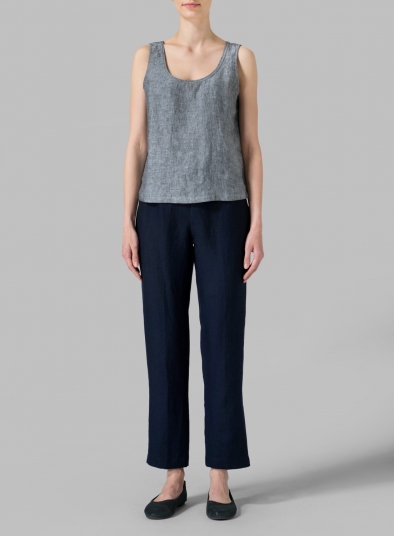 Linen Narrow Ankle Length Cropped Pants