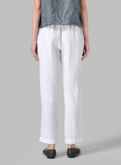 Linen Narrow Ankle Length Cropped Pants