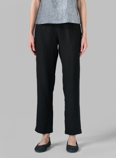 Linen Narrow Ankle Length Cropped Pants