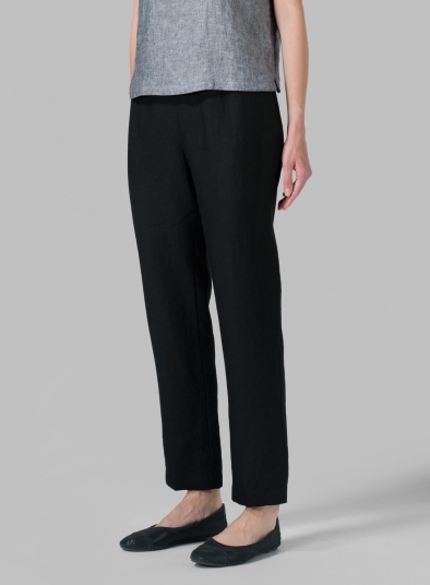 Linen Narrow Ankle Length Cropped Pants