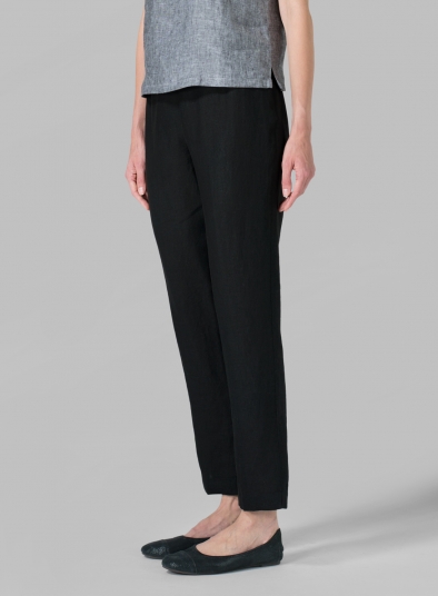 Linen Narrow Ankle Length Cropped Pants