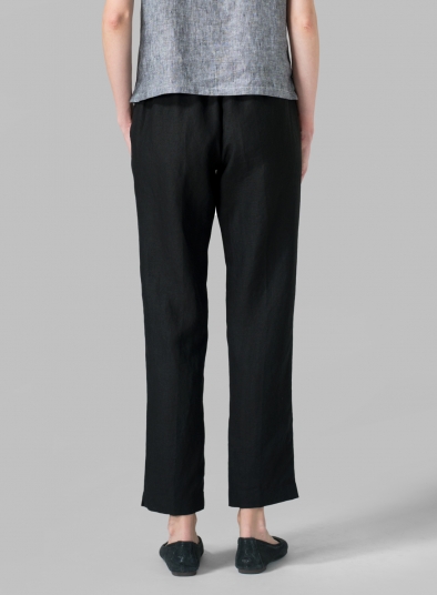 Linen Narrow Ankle Length Cropped Pants