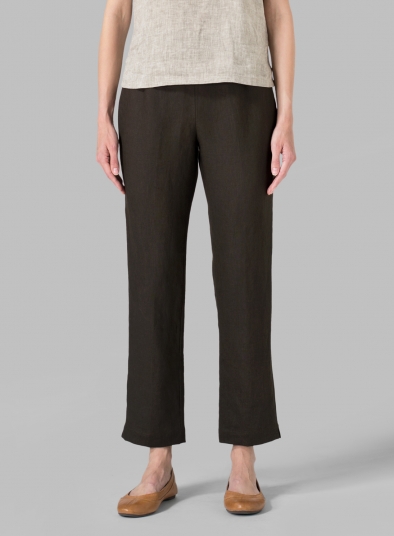 Linen Narrow Ankle Length Cropped Pants