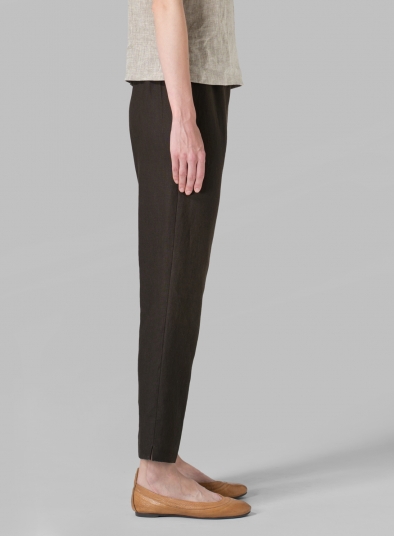 Linen Narrow Ankle Length Cropped Pants