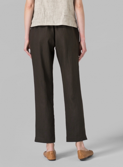 Linen Narrow Ankle Length Cropped Pants